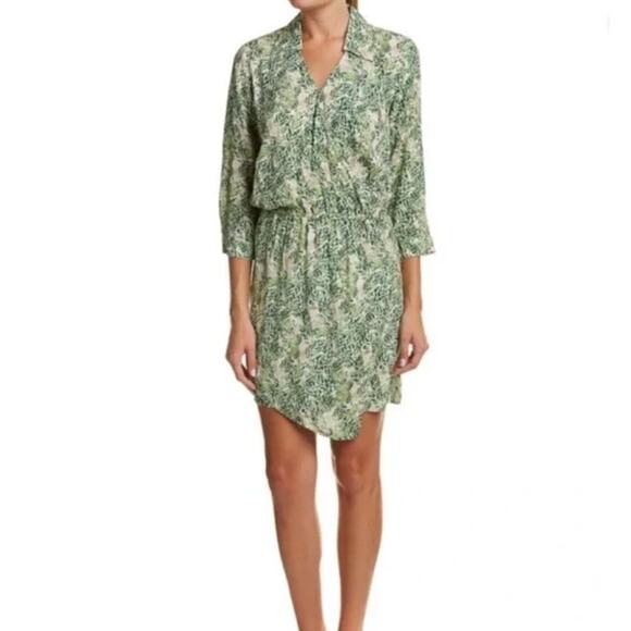 CAbi Tropical Leaf Print 3/4 Sleeve Faux Wrap Dress Small Style 280 - Picture 12 of 12
